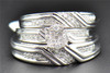 Diamond Trio Set Engagement Ring Wedding Band Round Cut 14K White Gold 0.37 Ct