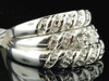 Mens Ladies .925 Sterling Silver Diamond Engagement Ring Wedding Band Trio Set