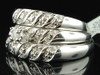 Mens Ladies .925 Sterling Silver Diamond Engagement Ring Wedding Band Trio Set