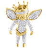 Diamond 3D Angel Pendant Fully Iced Piece 10K Yellow Gold Crown Charm 1.10 Ct.