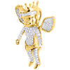 Diamond 3D Angel Pendant Fully Iced Piece 10K Yellow Gold Crown Charm 1.10 Ct.