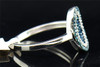 Blue Diamond Oval Cocktail Ring 10K White Gold Round Cut Designer Band 0.34 Ct.