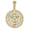 10K Yellow Gold Real Diamond Cross Cirlce Medallion Pendant Charm Pave 1.03 CT