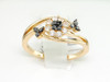 Black Diamond Flower Fashion Ring Right Hand 14K Yellow Gold Round Cut 1/3 Ct