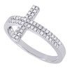 Sideways Cross Diamond Ring Ladies 10K White Gold Fashion Cocktail 0.21 Ct.