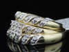 Mens Ladies 10K Yellow Gold Diamond Cluster Engagement Ring Wedding Trio Set