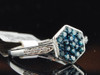 Blue Diamond Cocktail Ring 10K White Gold Fashion Right Hand Band 0.30 Ct.