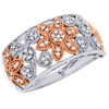 Diamond Floral Fashion Band 10K Two Tone Gold Ladies Round Cut Ring 0.20 Ct.