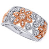 Diamond Floral Fashion Band 10K Two Tone Gold Ladies Round Cut Ring 0.20 Ct.