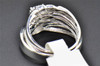 Diamond Trio Set 10K White Gold Engagement Ring Wedding Band Round Cut 0.13 Ct