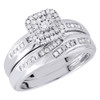 Diamond Trio Set 10K White Gold Ladies Engagement Ring Mens Wedding Band 0.36 Ct