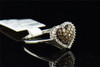Brown Diamond Heart Cocktail Ring 10K White Gold Fashion Promise Ring 1/3 Ct.