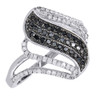 Black Diamond Cocktail Ring 10k White Gold Round Designer Fashion Band 1/2 Ct.