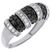 Black & White Diamond Cocktail Band .925 Sterling Silver Right Hand Ring 0.75 Ct