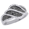 Black Diamond Right Hand Fashion Band 10k White Gold Round Cocktail Ring 3/4 Ct.