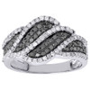 Black Diamond Right Hand Fashion Band 10k White Gold Round Cocktail Ring 3/4 Ct.