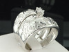 Men's Ladies 10K White Gold Diamond Engagement Ring Wedding Band Trio Set .14 Ct