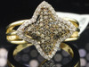 10k Yellow Gold Brown Diamond Round Cut Star Right Hand Band Cocktail Ring