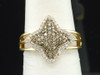 10k Yellow Gold Brown Diamond Round Cut Star Right Hand Band Cocktail Ring