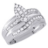 Diamond Trio Set 10K White Gold Ladies Engagement Ring Mens Wedding Band .33 Ct.