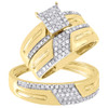 Diamond Trio Set 10K Yellow Gold Pave Matching Engagement Ring Wedding Band