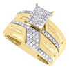 Diamond Trio Set 10K Yellow Gold Pave Matching Engagement Ring Wedding Band