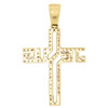 10K Yellow Gold Genuine Diamond Jesus Cross Pendant 1.30" Pave Charm 0.45 Ct.