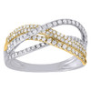 10K Two Tone Gold Diamond Ladies Twist Overlay Fashion Anniversary Band 0.50 Ct.