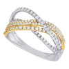 10K Two Tone Gold Diamond Ladies Twist Overlay Fashion Anniversary Band 0.50 Ct.