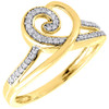 Diamond Heart Cocktail Ring Ladies 10K Yellow Gold Round Pave Fashion 0.15 Tcw.