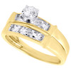 10K Yellow Gold Diamond Mens Ladies Engagement Ring Wedding Band Trio Set .10 Ct