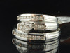 Diamond Wedding Trio Set 14K White Gold Round Engagement Ring Matching Band