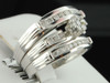 Diamond Wedding Trio Set 14K White Gold Round Engagement Ring Matching Band