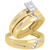 Diamond Trio Set Engagement Ring 10k Yellow Gold Matching Wedding Band 0.21 Ct