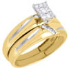 Diamond Trio Set Engagement Ring 10k Yellow Gold Matching Wedding Band 0.21 Ct