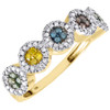 Diamond Multicolor Fashion Right Hand Band 10K Yellow Gold Cocktail Ring 0.40 Ct