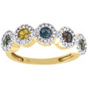 Diamond Multicolor Fashion Right Hand Band 10K Yellow Gold Cocktail Ring 0.40 Ct