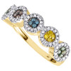 Diamond Multicolor Fashion Right Hand Band 10K Yellow Gold Cocktail Ring 0.40 Ct