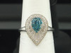 10k White Gold Round Cut Blue Diamond Pear Shape Fashion Cocktail Ring 0.25 Ct.