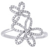 Diamond Flower Cocktail Ring 10K White Gold Round Pave Fashion Band 0.20 Tcw.