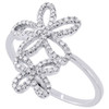 Diamond Flower Cocktail Ring 10K White Gold Round Pave Fashion Band 0.20 Tcw.