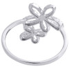 Diamond Flower Cocktail Ring 10K White Gold Round Pave Fashion Band 0.20 Tcw.