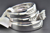 Diamond Trio Set Round Cut His & Her Matching Wedding 925 Sterling Silver .35 Ct
