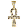 10K Yellow Gold Real Diamond Ankh Cross Pendant 2.40" Mens Pave  Charm 1.50 ct.