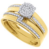 Diamond Trio Set Matching Engagement Ring Wedding Band 10K Yellow Gold 1/3 Ct