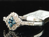 Blue Diamond Fashion Ring 10K White Gold Round Pave Star Cocktail Band 0.40 Tcw.