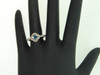 Blue Diamond Fashion Ring 10K White Gold Round Pave Star Cocktail Band 0.40 Tcw.