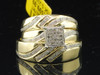 Mens Ladies 10K Yellow Gold Diamond Engagement Ring Wedding Band Trio Set .23 ct
