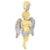 10K Yellow Gold Genuine Diamond Mini Angel Pendant Charm Pave 0.20 Ct. (1.60")