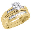 Diamond Trio Set Matching Engagement Ring Wedding Band Ladies Yellow Gold .33 Ct